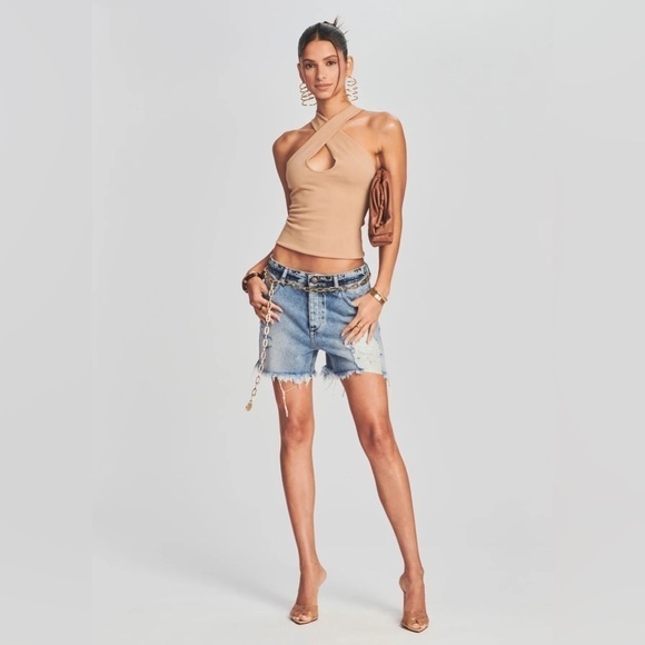 SER.O.YA RETROFETE Mia Denim Jean Distressed Shorts in Sorrento New With Tags - Picture 2 of 3